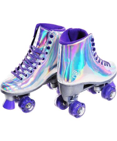 JajaHoho Women's Holographic High Top Roller Skates - Silver - US 9 - Buy Online on GoSupps.com