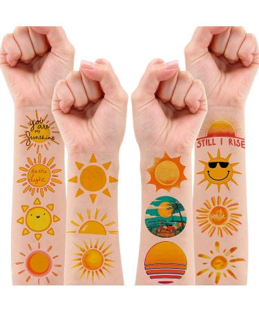 Sun Tattoo Temporary Tattoos 96 PCS - Birthday Party Decorations & Favors for Kids - Classroom Rewards & Prizes - Green Theme - Buy Online on GoSupps.com