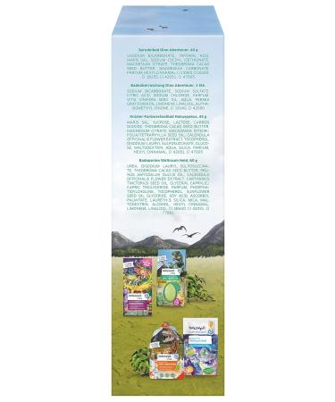 Tetesept Kids Gift Box Dino Adventure | Bathing Additives Set - Sparkling Pool Bubble Bath & Skin-Maintaining Recipe - 9 Set Apple & Peach - Buy Online on GoSupps.com