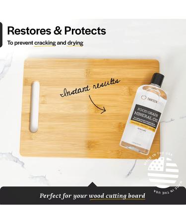 Thirteen Chefs 12oz Food Grade Mineral Oil for Wood Cutting Board and Butcher Block - Safe USP Finish for Bamboo, Marble, and Soapstone - Knife and Meat Grinder Lubricant - Buy Online on GoSupps.com