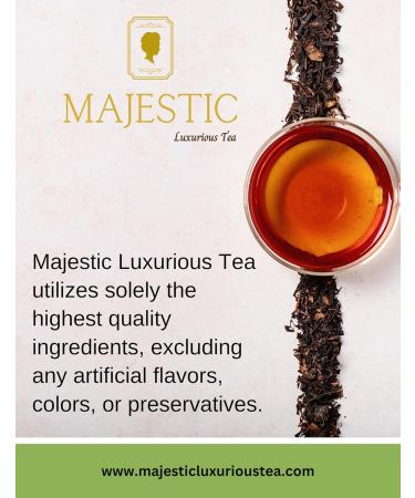 Majestic_ Tea | Majestic Medley| Combo Pack of 6 Premium Leaf Tea - Cherry Rose Jasmine (Green Tea) Orange Spice Lemon Ginger English Breakfast (Black Tea) & Chamomile (Herbal Tea )(35g each) Brews 50 Cups. - Buy Online on GoSupps.com