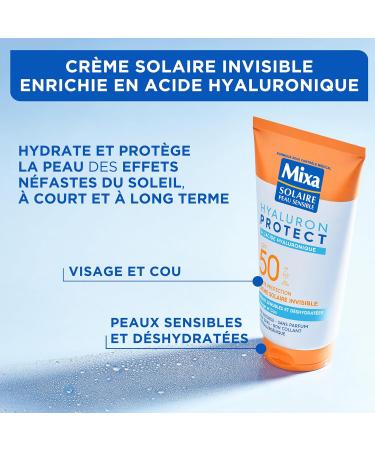 Mixa Sun Sensitive Skin - Invisible Sunscreen with Hyaluronic Acid - High Protection SFP50 UVA Long UVA and UVB - Sensitive and Dehydrated Skin - Face and Neck - Hypoallergenic - 50 ml - Buy Online on GoSupps.com