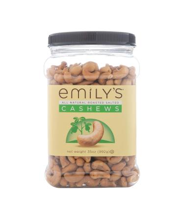Emily's Cashews, Roasted and Salted, Healthy Snacks with Simple Ingredients, 35oz Resealable Bulk Container Salted Cashews