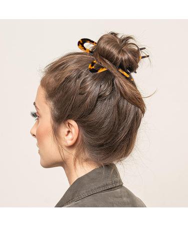 Sibba U Shaped Hair Pin Set - French Style Tortoise Shell Fork Sticks for Women and Girls Hairstyle Accessories - Buy Online on GoSupps.com