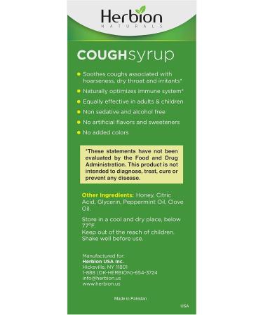 Herbion Naturals Throat Syrup - All Natural & Gluten-Free - 5 oz | Herbal Cough Relief International Shipping - Buy Online on GoSupps.com