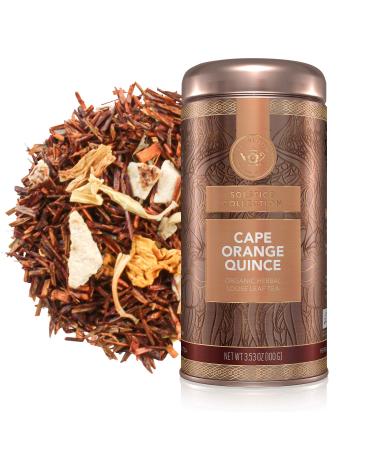 Teabloom Organic Herbal Tea, Cape Orange Quince Loose Leaf Tea, Zesty Citrus and Comforting Quince for a Tropical Rooibos No-Caffeine Taste, Fresh Whole Leaf Blend in Reusable Gift Canister, 3.53 oz/100 g Canister Makes 35-50 Cups