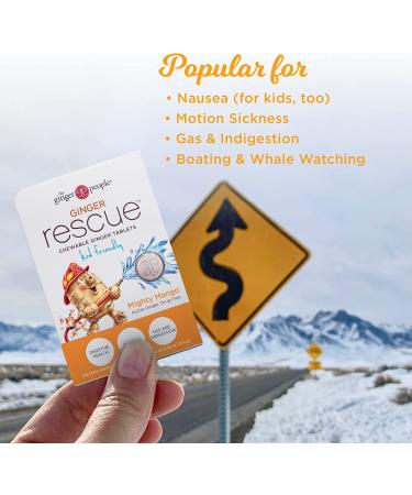 Ginger People Ginger Rescue Chewable Tablets - Orange & Mighty Mango, 24 Count (0.55 Oz) - Buy Online on GoSupps.com
