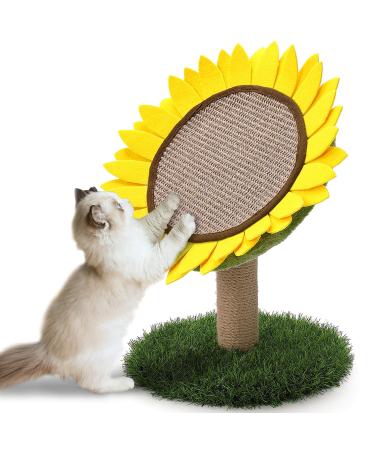 Cat Scratching Post, Sunflower Claw Scratching Post for Kitty, Natural Sisal Scratcher Board, Cute Furniture Interactive Activity Pad Toys for Kitten & Cat, 18x12 Inch