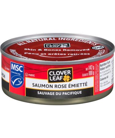 Clover Leaf Flaked Pink Salmon Wild Pacific - 142g 24 Count - Canned Salmon Skin & Bones Removed Very High In Protein - 12g of Protein Per 55g Serving Drained Source Of Omega-3 Vitamin D - Buy Online on GoSupps.com