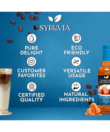 Syruvia Sugar-Free Salted Caramel Coffee Syrup 25.4 fl oz - Syrup for Coffee Lattes Shakes Smoothies Desserts 100% Vegan Gluten Free Kosher No-Calorie Coffee Syrup - Buy Online on GoSupps.com
