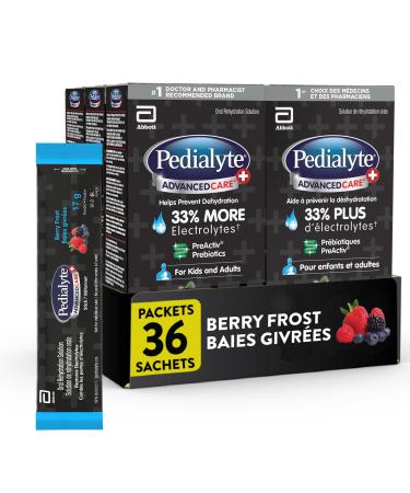Pedialyte AdvancedCare Plus Electrolyte Powder Sticks Value Pack Electrolytes For Dehydration Electrolyte Powder Packets Berry Frost 36x17g