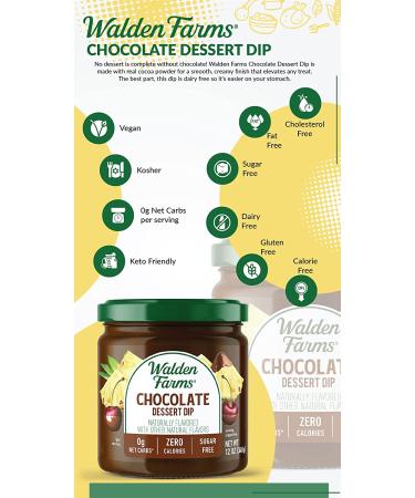 Walden Farms Chocolate Dipping 12oz Dessert Dip - Sugar & Calorie Free, Non-Dairy, Keto & Vegan Friendly - 2 Pack Jars - Perfect for Strawberries, Bananas, Pretzels, Cookies & Snacks - Buy Online on GoSupps.com