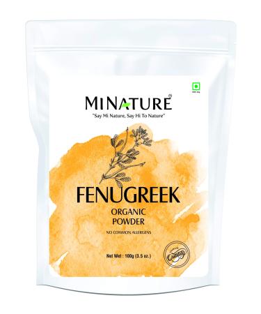 mi nature USDA CERTIFIED Organic Fenugreek Powder (TRIGONELLA FOENUM | 100g (3.5oz) |100% NATURAL , ORGANICALLY GROWN | Resealable Zip Lock Pouch 1 Count (Pack of 1)