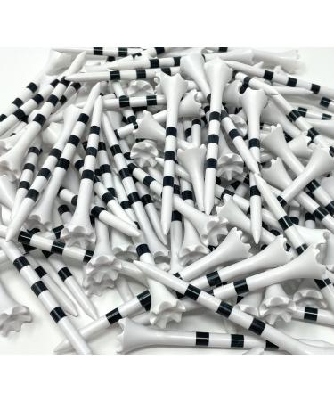 NorthPointe 3  Plastic Golf Tees  White with Black Stripes - 100 Golf Tees Plastic in Bulk 3 1/4 100