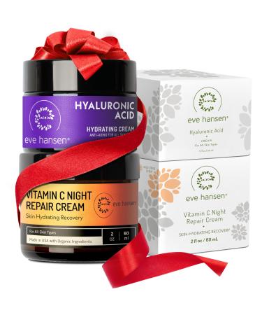Eve Hansen Day & Night Radiance Bundle Vitamin C & Hyaluronic Acid Creams Hydrating Anti-Aging Moisturizers for Face & Neck Non-Greasy & Suitable for All Skin Types