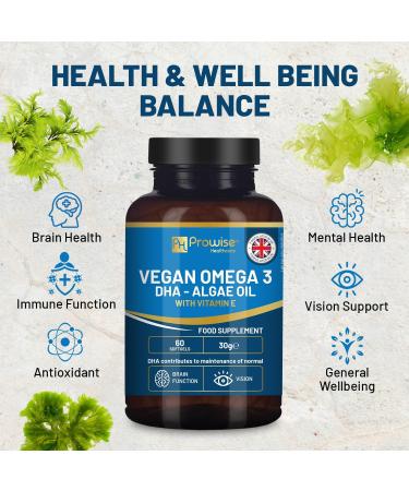 Prowise Vegan Omega-3 DHA Softgels | Algae Oil | 60 Softgels | 400mg DHA + 10mg Vitamin E | Plant-Based | Brain & Eye Health Support - Buy Online on GoSupps.com