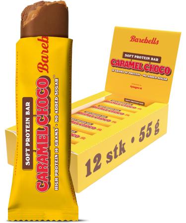 Barebell's protein bar - delicious soft protein bar with chocolate - sugar arm 16 grams of protein without palm oil - soft bar caramel choco 12 x 55