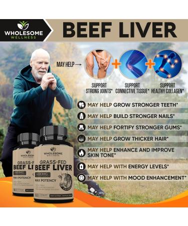 Grass Fed Desiccated Beef Liver Capsules (180 Pills 750mg Each) - Natural Iron Vitamin A B12 for Energy + Super-Absorb Multi Collagen Pills (Type I II III V X) Organic Herbs and Bioperine Bundle - Buy Online on GoSupps.com