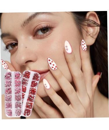 Nail Gems 2 Plates Rhinestones for Nail Art 2 Colors 12 Grids Different Shape 3D Nail Art Gems with Rhinestone Picker Dotting Pen for Professionals Beginners Nails Salon Clothes Craft Style1 red + as shown - Buy Online on GoSupps.com