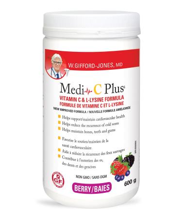 Dr. Gifford-jones Preferred Nutrition Medi-C Plus Vitamin C & L-lysine Formula Berry Flavour 600g
