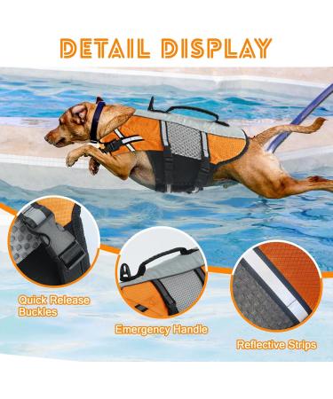 Alagirls Adjustable Dog Lifebuoy Jacket - Durable Pet Lifesaver Vest for Large Dogs - XS (34-44cm) - Orange - Buy Online on GoSupps.com