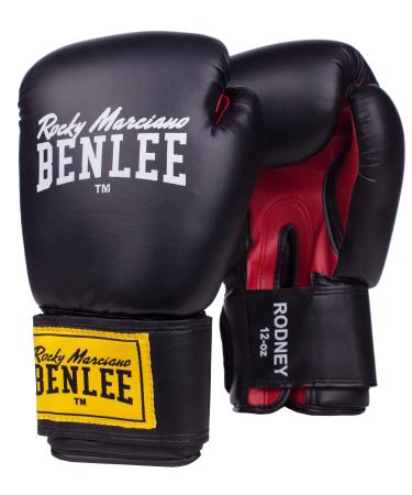 BENLEE Boxing Gloves made of Artificial Leather Rodney Black/Red 12 oz Single