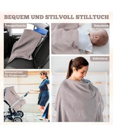 Euioovm Silent Scarf Breastfeeding Cover - Soft Cotton Multi-Purpose Apron & Sun Protection - Light Brown - Buy Online on GoSupps.com
