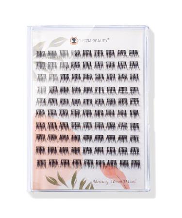 Natural Wispy Eyelash Clusters 10mm D-Curl Individual Lash Extensions Ultra Soft & Feathery Natural-Looking Lightweight short lashes & Easy to Apply with Spike Effect from Premium EHSZM Beauty 10 mm Mega-A D Curl Mercury