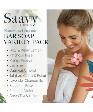 Saavy Naturals Organic Soap Bar Set - Scented Vegan Hand & Body Soap Gift Set | 10 Pack Artisan Square Bars Made in USA - Buy Online on GoSupps.com