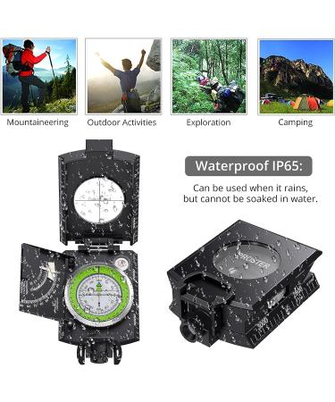Proster IP65 Hiking Compass with Sighting Clinometer Professional Military Compass Metal Camping Compass Waterproof with Carry Bag for Camping Hunting Hiking Geology Activities Black Compass - Buy Online on GoSupps.com