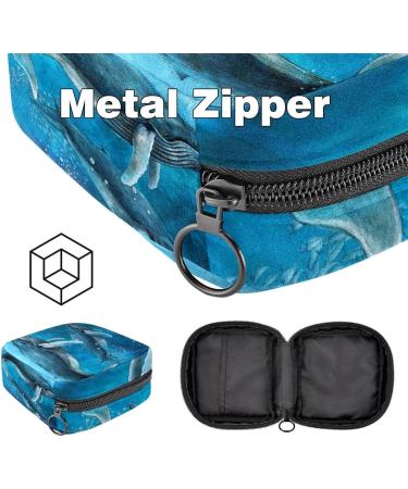 Whale Print Menstrual Pad Bag with Zipper - Stylish Tampons Collection Pouch for Women & Girls - Buy Online on GoSupps.com