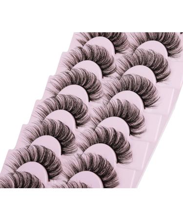 Yawamica 16MM C Curl Mink Lashes - Natural Wispy Medium Volume False Eyelashes, 8 Pairs Pack - Buy Online on GoSupps.com