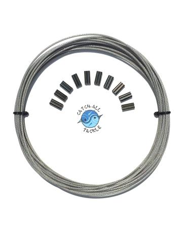 49-Strand Cable Vinyl Coated 7x7 Stainless Steel Kit 30ft 275lb 1.2mm W/10 1.6mm Crimps