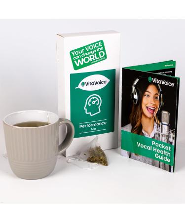 VitaVoice Performance Tea for Throat & Voice Care - Green Mate with Lemongrass, Spearmint, Ginseng, Gingko, Nettle - 15 Luxury Tea Bags - Buy Online on GoSupps.com