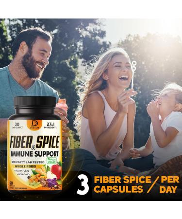 DEDICAD 27in1 Fiber and Spice Supplement - Combined with Organic Psyllium, Whole Apple, Elderberry & More - Support Mood, Body & Immunity - 90 Capsules for 1 Month - Buy Online on GoSupps.com