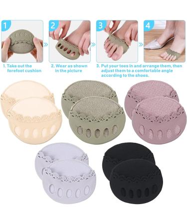 Honeycomb Forefoot Pads - 5 Pairs Sweat and Cushion Pads for Foot Fatigue Pain Relief - Black, Gray, Purple, Green, Skin - Buy Online on GoSupps.com