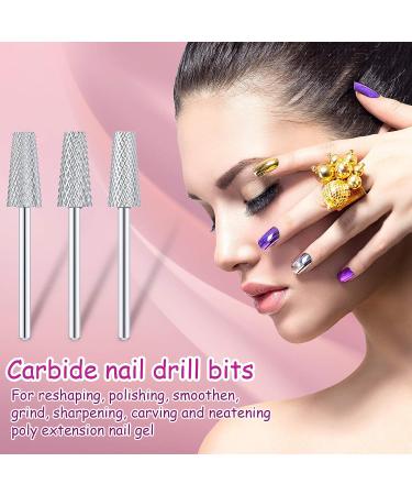 3 Pieces Tapered Barrel Carbide Nail Drill Bit Set - Acrylic Nail File Cuticle Bits for Gel Nails - Manicure Pedicure Tools (XF F M) - Buy Online on GoSupps.com