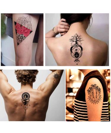 Yazhiji 32 Pieces Totem Flower Rose Temporary Tattoo Stickers for Men, Women, Boys, and Girls - Sexy Body Art, Big Arm Tower, Sunflower Design - Buy Online on GoSupps.com