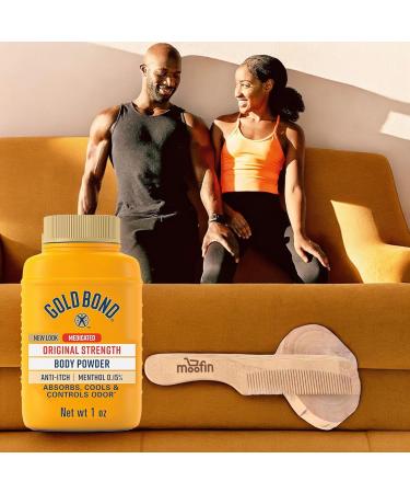Medicated Original Strength Body Powder - Talc Free Cooling Relief for Skin Irritation - 1 Oz Portable Size with Wooden Comb - Pack of 6 | International Shipping Available - Buy Online on GoSupps.com