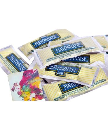 Heinz Mayonnaise Single Serve Packets of Mayo - 75 Count + a one of a kind Abstract Art Coaster by PaLiSoL CREATiONS | Convenient Individual Portions | Ideal for On-the-Go Picnics and Restaurants