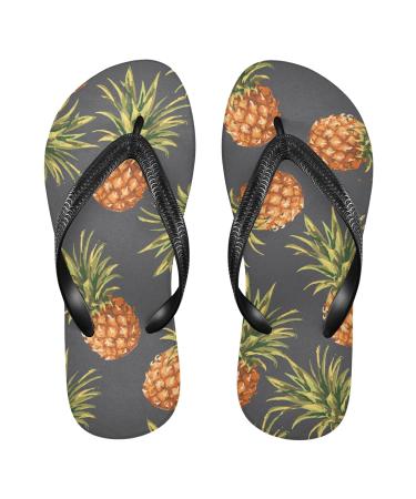 Mnsruu Gray Pineapple Flip Flops for Home Hotel Spa Bedroom Travel XL for Men Women