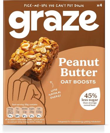 Graze Healthy Snacks - Peanut Butter Protein Oat Bar Vegan friendly 4x30g - Buy Online on GoSupps.com