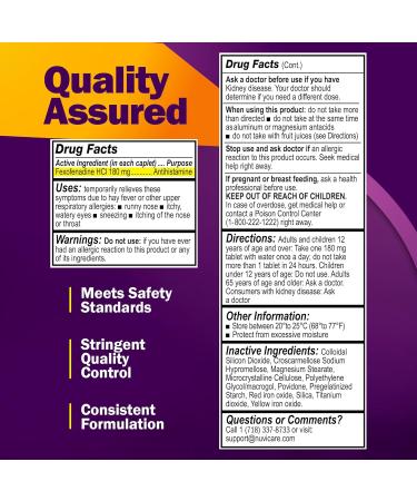 Fexofenadine 180mg - 24 Hour Allergy Relief Antihistamine Non-Drowsy Compare to Allegra (18 Count) - Fast Shipping Worldwide - Buy Online on GoSupps.com