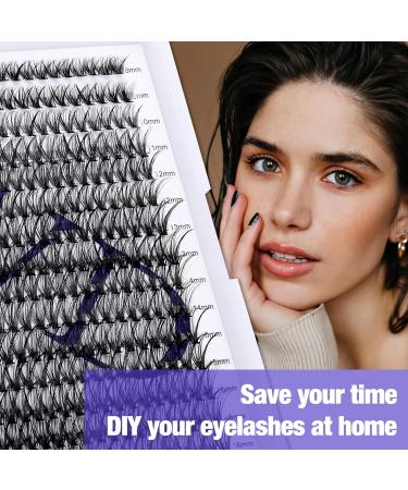 300PCS DD Curl 40D 0.07mm Cluster Lashes Extension - DIY Eyelash Extensions Kit - Mixed Lengths 8-16mm - Wide Stem Individual Eyelashes - Full Set for Home Use - Cluster-40D-0.07-DD-MIX8-16 RR-8-16mm - Buy Online on GoSupps.com