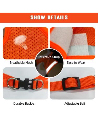 Femax Dog Harness & Linen Set - Soft Mesh Padded Dishes for Puppies & Cats Reflective Adjustable Breathable Vest for Walking & Training (Breast 30-34 cm) - Orange - Buy Online on GoSupps.com