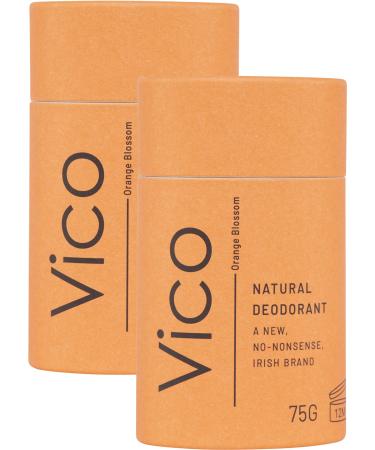 Vico Natural Plastic Free Deodorant Stick 2.65 Oz Orange Blossom (2-Pack) - Effective Odor Protection Plastic Free Vegan Cruelty Free Unisex Men Women Orange Blossom 2 Pack
