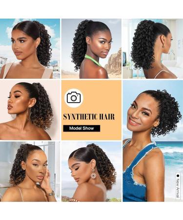 NICENEEDED 6Inch Curly Drawstring Ponytail Afro Fluffy Kinky Synthetic Ponytails Extensions for Black Women Loose Wave Natural Black Short Mini Hair Buns Wig Hair Extensions for Daily Use - Buy Online on GoSupps.com