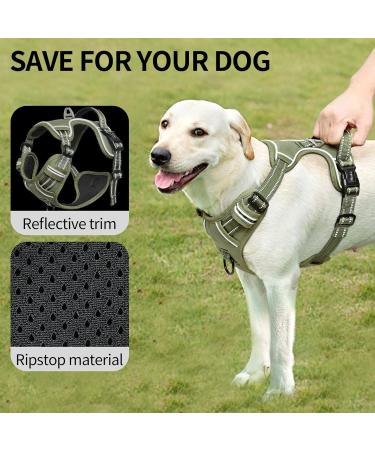 Heele Dog Crockery & Harness for Large Dogs - Soft Padded Breathable Chest Harness & Anti-Train Dishes in Army Green - XL Size - Buy Online on GoSupps.com