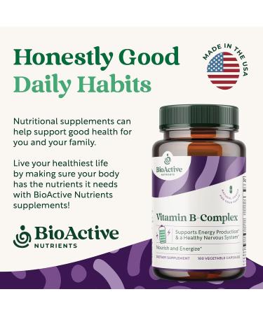 BIOACTIVE NUTRIENTS Vitamin B Complex Dietary Supplement - 100 Vegetable Capsules for Overall Health - Buy Online on GoSupps.com