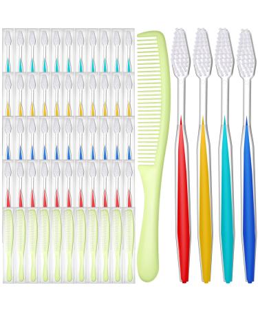 200 Pcs Bulk Disposable Toothbrushes and Comb for Homeless Individually Wrapped Toothbrushes Soft Bristle Manual Toothbrushes Travel Hair Combs for Adults Kid Hotel Shelter Nursing Home Charity Church